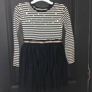 Black, white and hold dress with tulle bottom